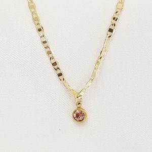 Pink Minimalist Stone Choker. 14K Gold Plated. New